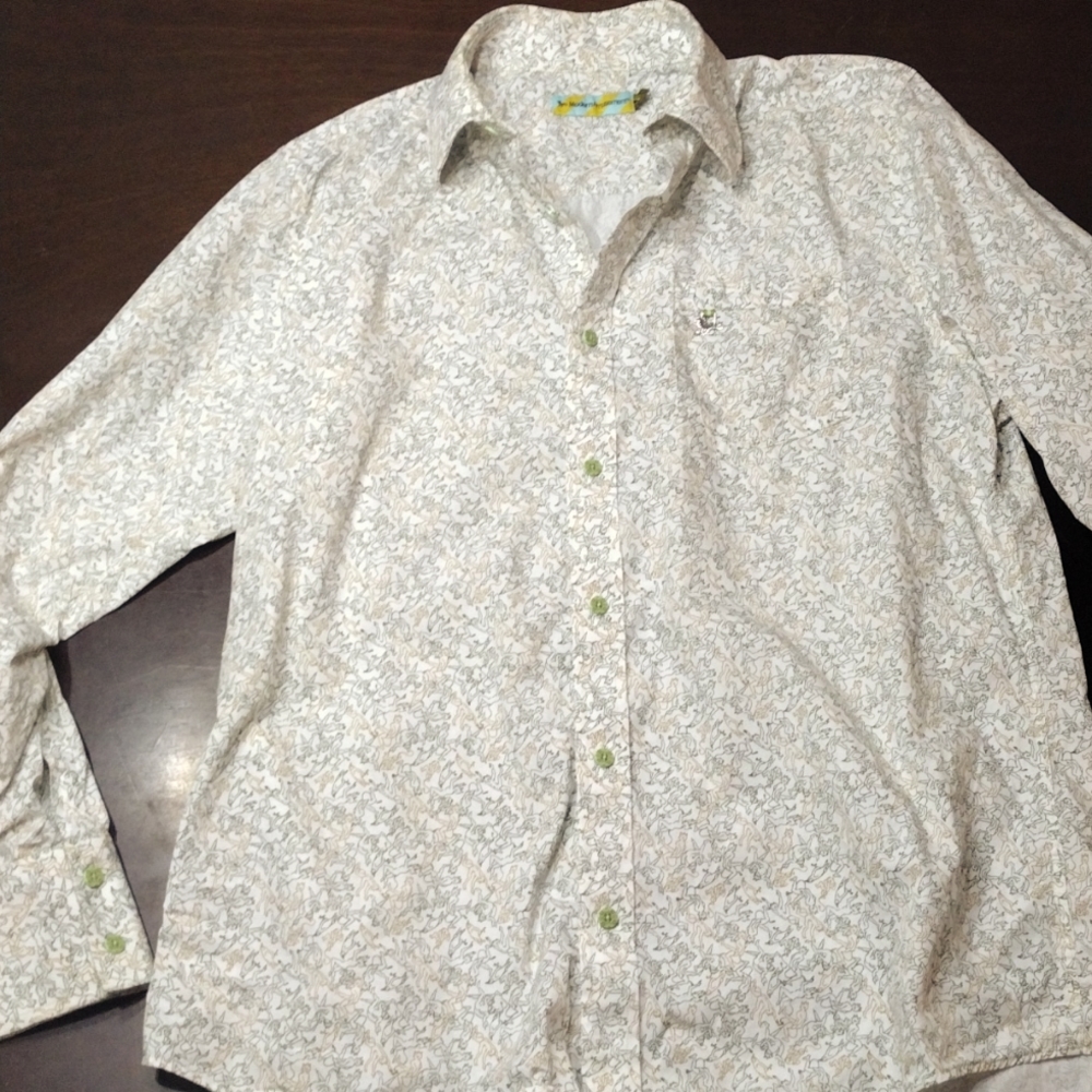 Modern Amusement "Dancing Devils" print Long Sleeve button up shirt XL